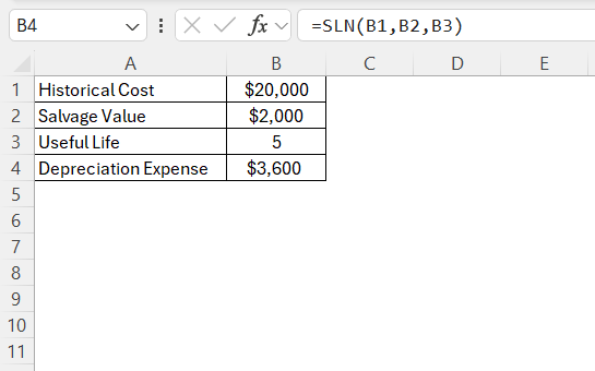 Excel Depreciation Formula
