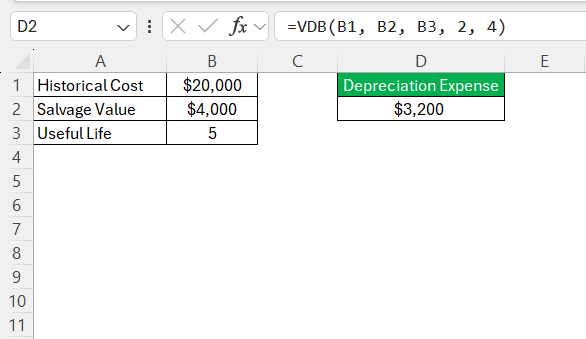 Excel Depreciation Formula