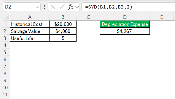 Excel Depreciation Formula