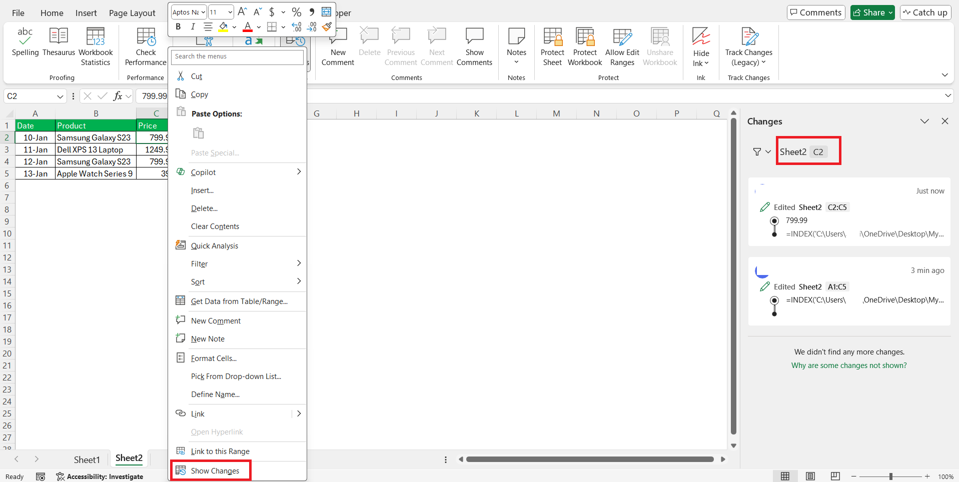Excel History