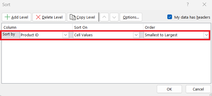 Numbers in Numerical Order in Excel