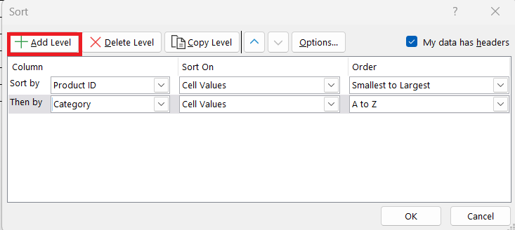Numbers in Numerical Order in Excel