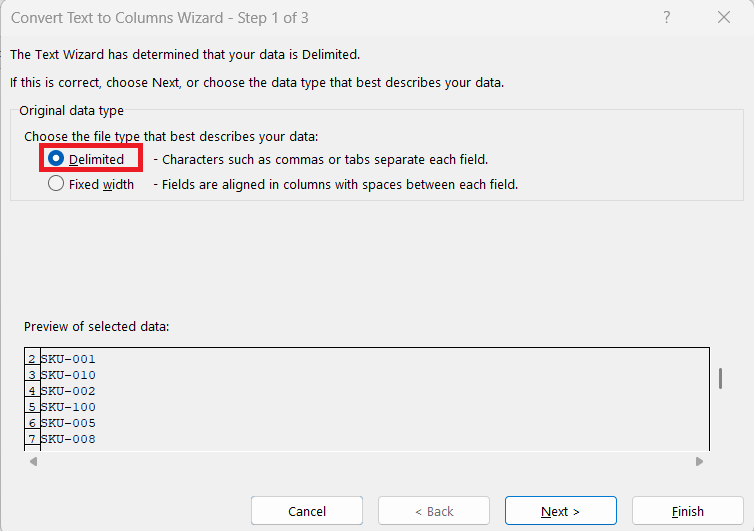 Numbers in Numerical Order in Excel