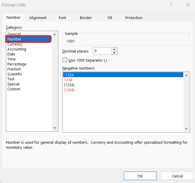 Numbers in Numerical Order in Excel
