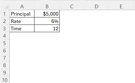 Simple Interest in Excel