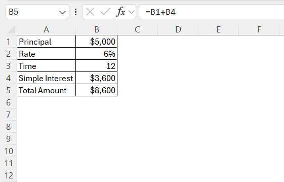 Simple Interest in Excel
