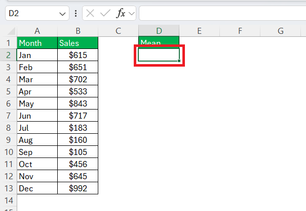 Mean Median Mode in Excel