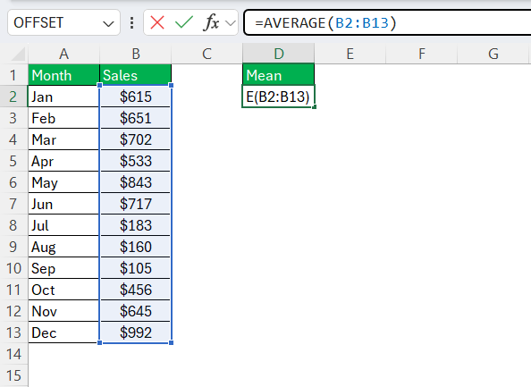 Mean Median Mode in Excel