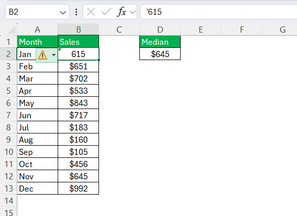 Mean Median Mode in Excel