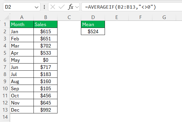 Mean Median Mode in Excel
