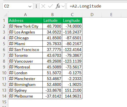 Address to Lat Long