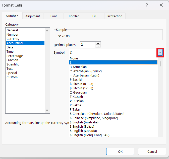 Accounting Number Format