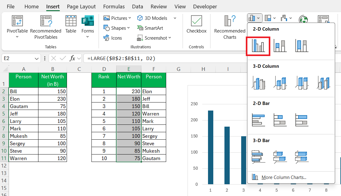 Ranking Chart in Excel