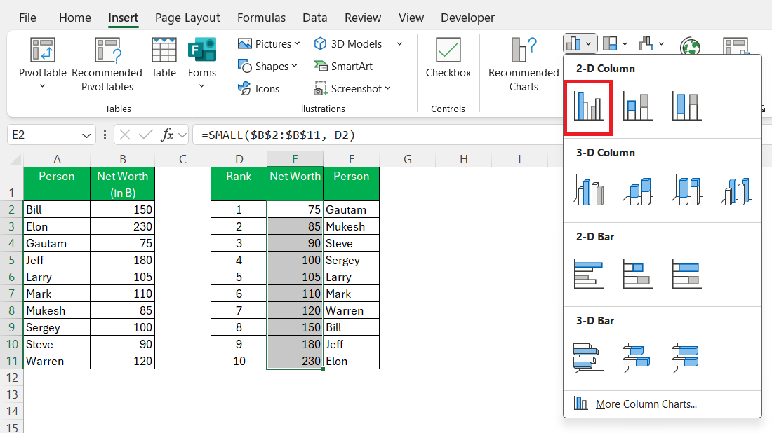 Ranking Chart in Excel