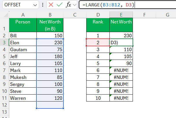 Ranking Chart in Excel