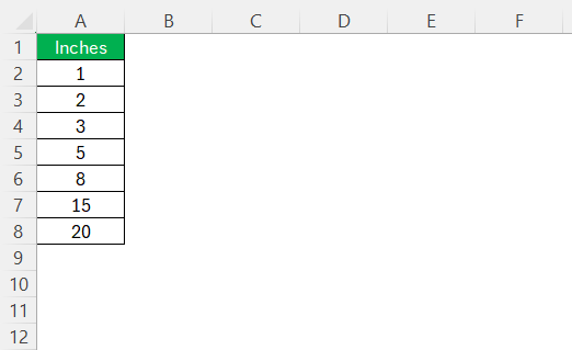 Inches to MM in Excel