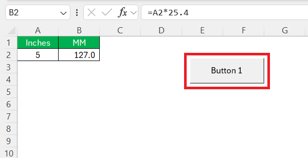 Inches to MM in Excel
