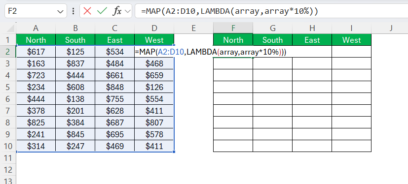 Map Function in Excel