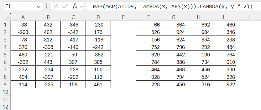 Map Function in Excel
