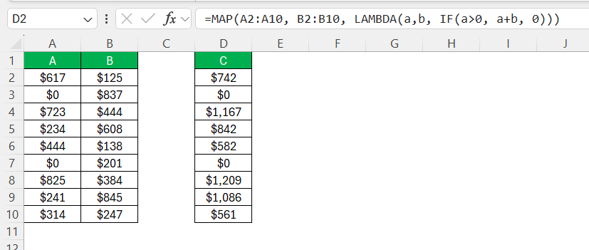 Map Function in Excel