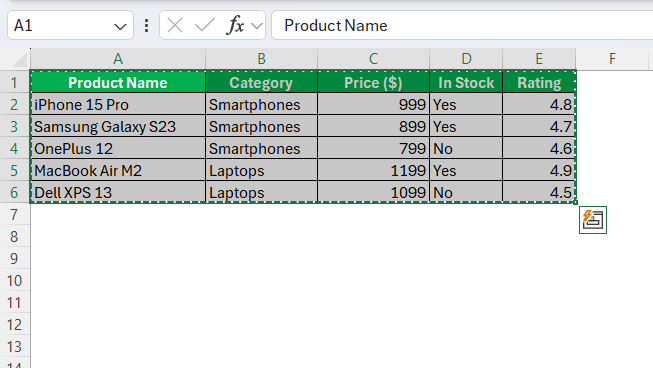 Table to HTML in Excel