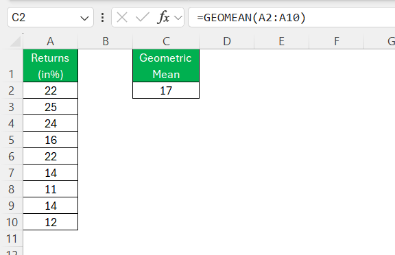 GEOMEAN Function