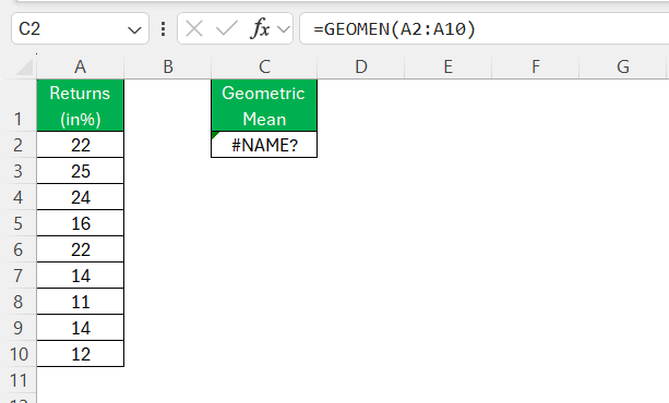 GEOMEAN Function