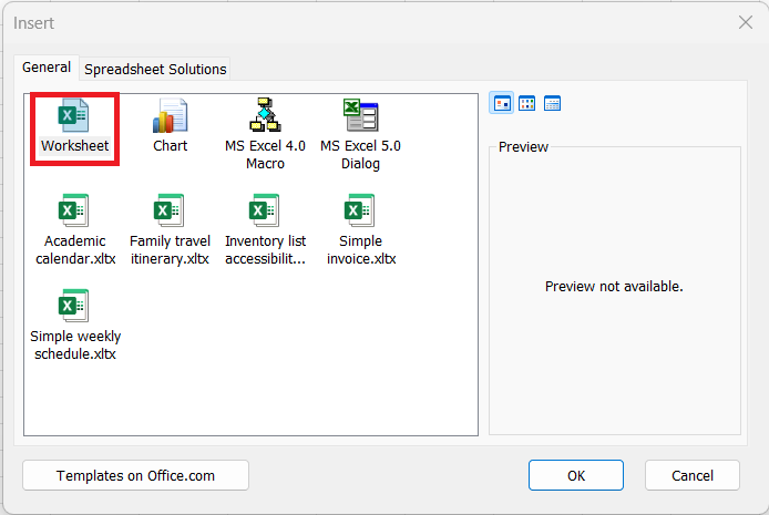 Master Worksheet in Excel