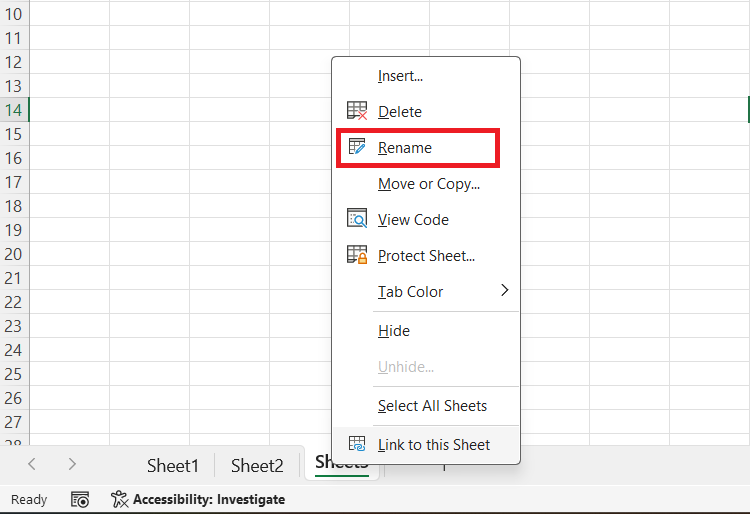Master Worksheet in Excel