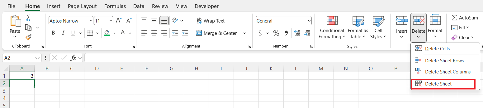 Master Worksheet in Excel