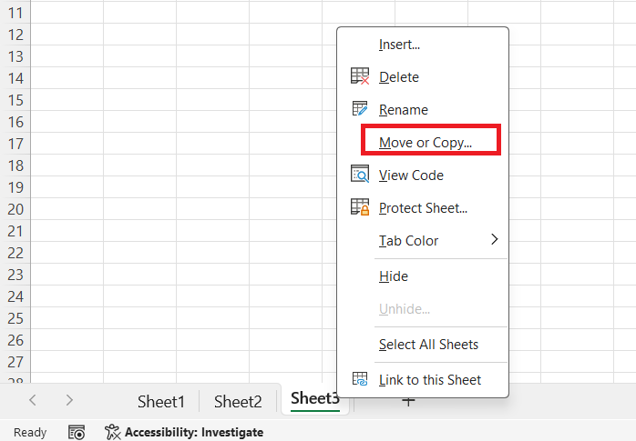 Master Worksheet in Excel