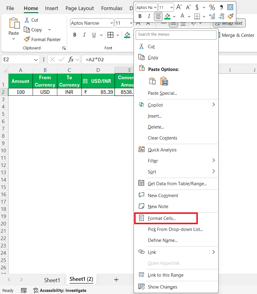 Excel Currency Converter