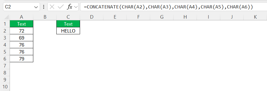 ASCII Characters in Excel