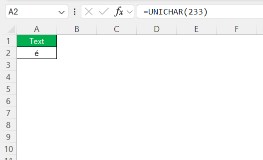 ASCII Characters in Excel