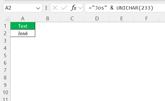 ASCII Characters in Excel
