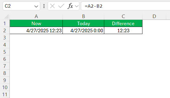 NOW Function in Excel