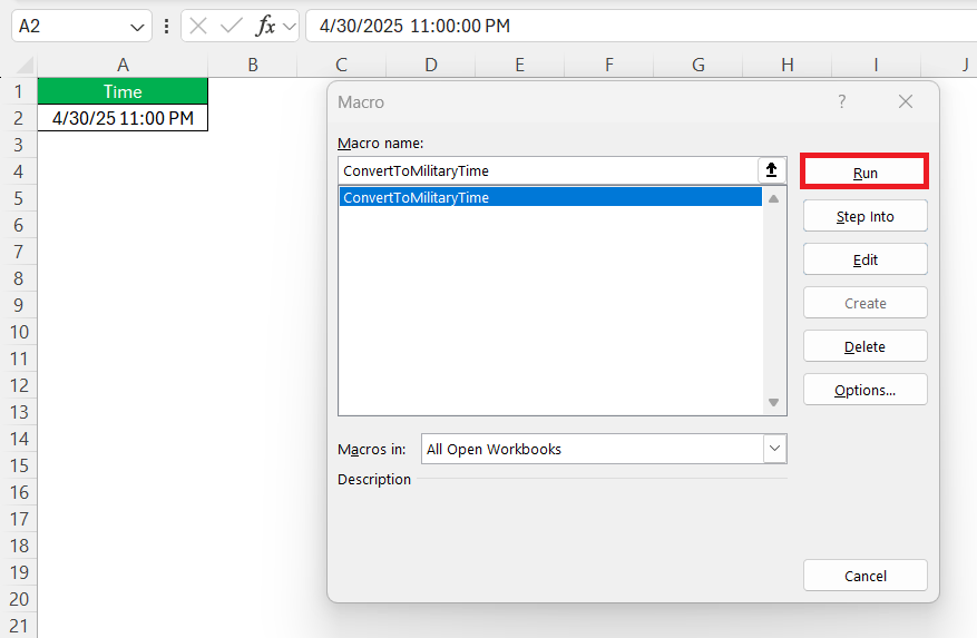 Convert Time to Military in Excel