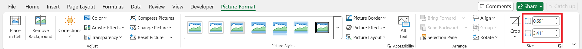 Excel Image Size