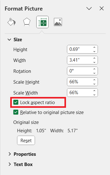 Excel Image Size