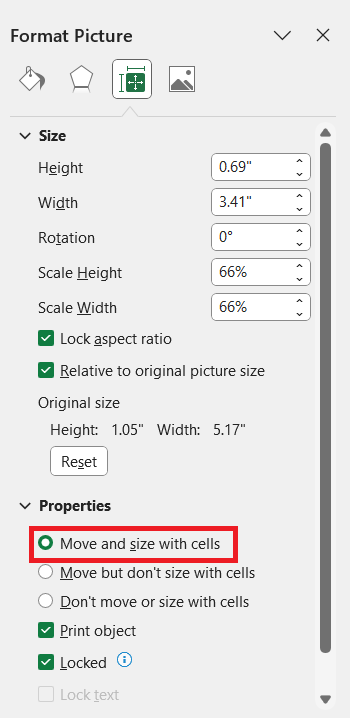 Excel Image Size