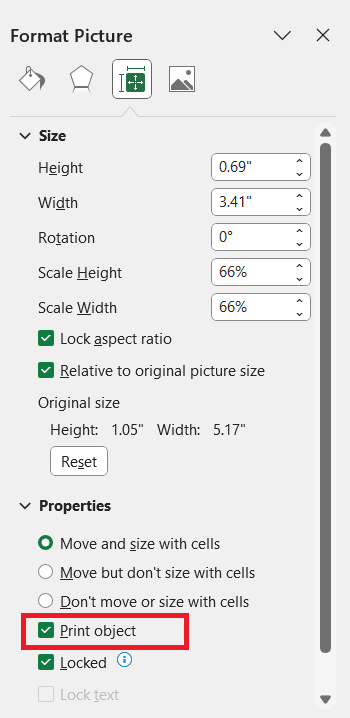Excel Image Size