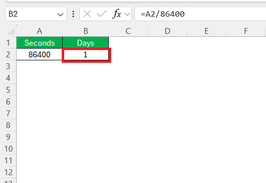 Seconds to Days in Excel