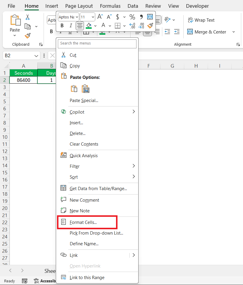 Seconds to Days in Excel