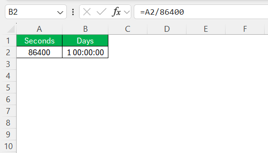 Seconds to Days in Excel