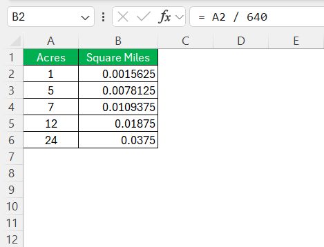 Acres to Square Miles