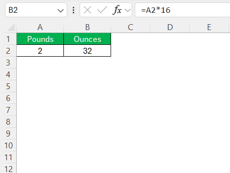 Convert Pounds to Ounces