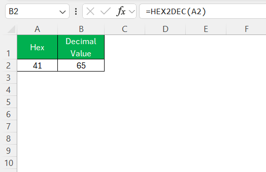 Convert Hex to ASCII in Excel