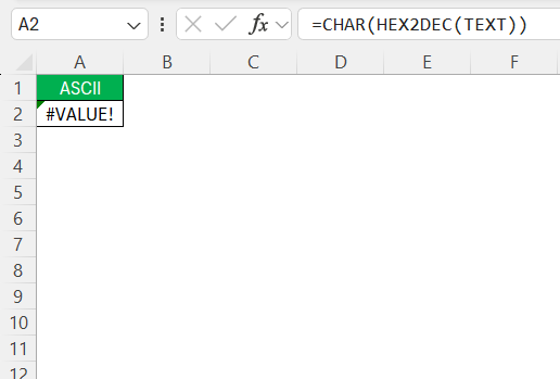 Convert Hex to ASCII in Excel