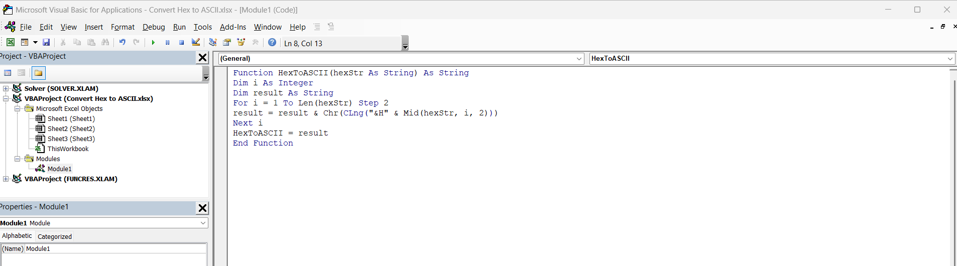 Convert Hex to ASCII in Excel