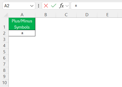 Plus or Minus Symbols